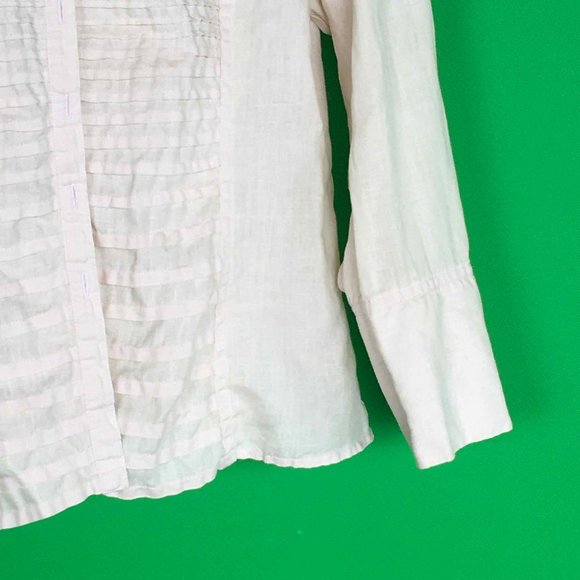 Tracy M. Light Yellow Blouse - 100% Linen - Picture 3 of 10